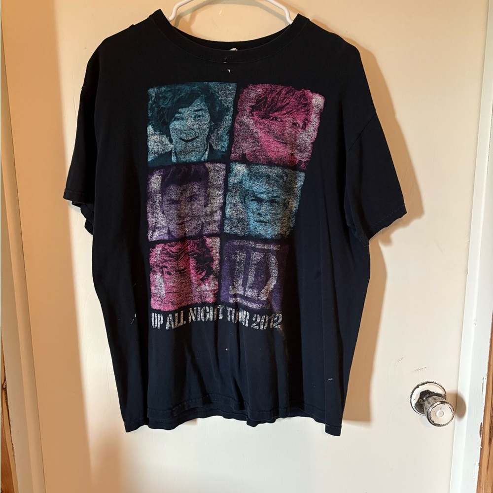 1D Black Graphic Tee with Multicolor Print
